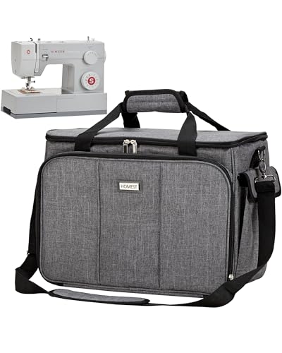 HOMEST Sewing Machine Carrying Case with Multiple Storage Pockets, Universal Tote Bag with Shoulder Strap Compatible with Most Standard Singer, Brother, Janome, Grey (Patent Design)