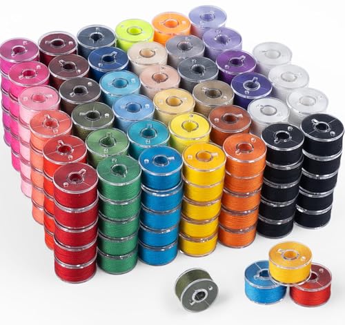 ilauke 210 pcs Bobbins Sewing Thread, SizeA Class15 Prewound Sewing Bobbins for Machine, 36 Colors Polyester Bobbin Thread Compatible for Brother/Singer/Babylock/Janome Machine, 60WT